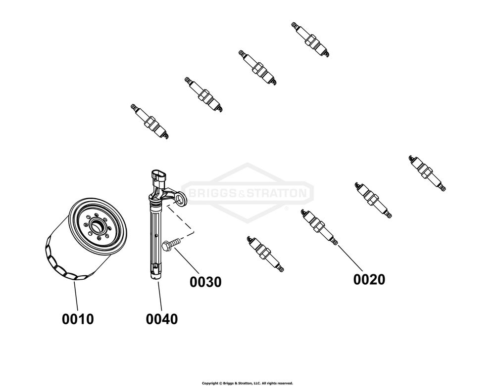 Engine Group - Sensors And Spark Plugs Diagram and Parts List for 080018-02  Briggs and Stratton Generator